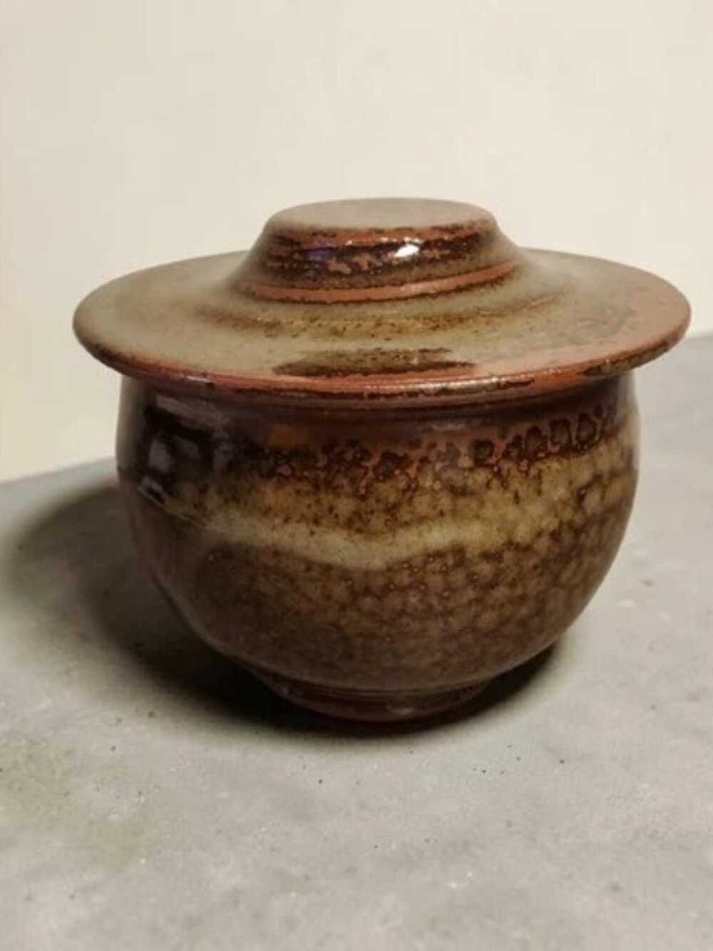 French Butter Bell Crock Keeper Studio Pottery Ceramic Signed GC / LOVELY GLAZE